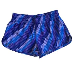 Under Armour Women's Geometric Blue and Purple Running Shorts Medium